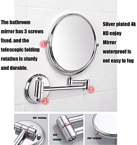 Тоалетен огледало fcya, Огледало за баня с 3-кратно/5-кратен/10-Кратно увеличение, Двустранно 8-Инчов Стенно Увеличително Огледало