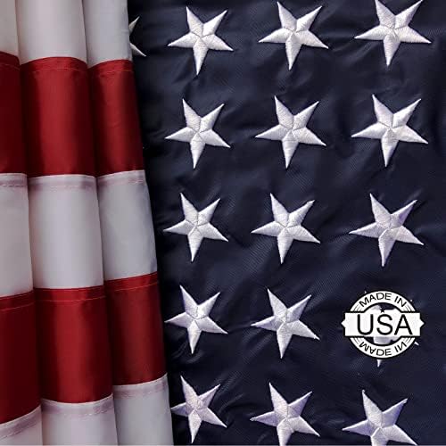 Американски флаг 4x6 Произведено в САЩ Сверхпрочный, Знамена на САЩ 4x6 На открито, Издръжливи При Силен Вятър, Бродирани Звезди,