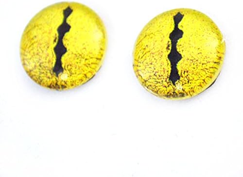 16 мм Двойка Жълти стъклени или Драконьих стъклени очи за Скулптури Влечуги или Производство на бижута
