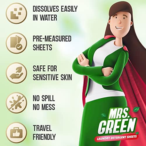 Кърпи за прах за пране Mrs. Green (200 Листа) Безжидкий Свеж Ароматизиран Хипоалергичен Екологично чист Биоразлагаемый Пластмаса,