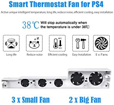 Автоматично Охлаждащ вентилатор ElecGear за PS4 Pro, външен USB охладител, Автоматично отвеждане на топлината от радиатора с управление