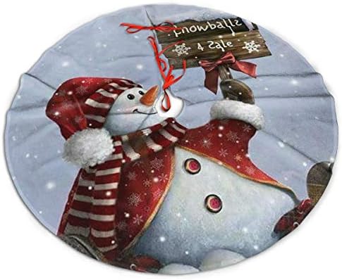 LVeShop Весела Коледа Снежен човек Пола За Коледно Луксозна Кръгла Подложка За вътрешна и Външна Употреба Селски Празнични Украси Коледна Елха（30/36/48 Три размера）