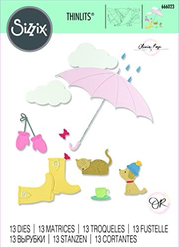 Комплект печати Sizzix Thinlits 13PK Rainy Day от Olivia Rose | 666023 | Глава 4 2022 Плоча сив